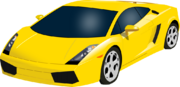 Une voiture jaune.