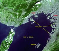 Terre-pleins côtiers d'Osaka-Kobé au Japon (image satellitaire)