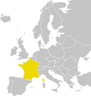 Localisation de la France en Europe.
