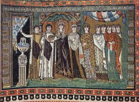 Mosaïque de l'impératrice Théodora, basilique Saint-Vital, Ravenne.