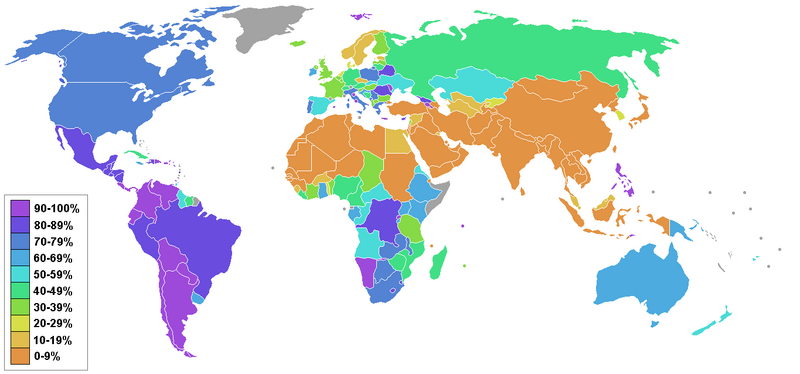Fichier:Christianity percentage by country.PNG